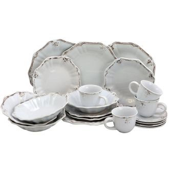 Elama Fleur De Lys 20-Piece Dinnerware Set, Service for 4