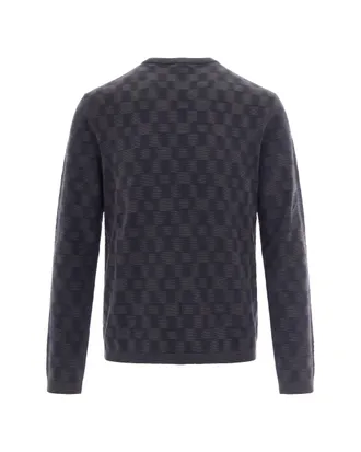 Emporio Armani Optical Fancy Stitch Virgin Wool Sweater - Navy