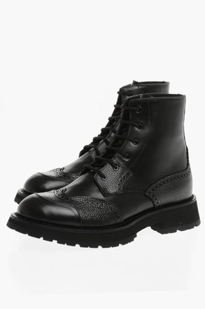Alexander McQueen Anfibi In Pelle Con Dettagli Brogues Alexander McQueen
