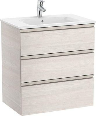 Roca Roca - Pack Unik Mueble Base De 3 Cajones + Lavabo Central The Gap Color: Fresno N&oacute;rdico - Medidas: 705x460x763 Mm