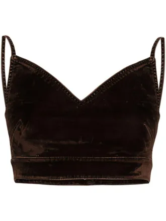 Loewe Top corto con scollo a V - Marrone