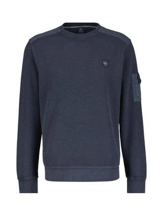 Lerros Sweatshirt LERROS Strukturiertes Sweatshirt mit Details, Herren, Gr. S, blau (classic navy), 95% Baumwolle, 5% Nylon, Sweatshirts Sweatshirt
