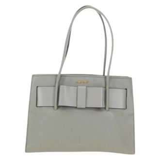 Miu Miu Pre-owned Leren Schoudertas - Dames - Pre-owned - Grijs - Maat: ONE Size Leer