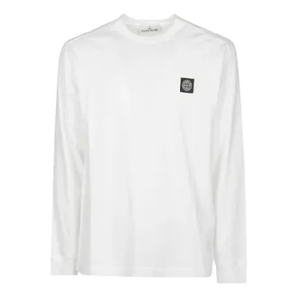 Stone Island 60/2 Katoenen Jersey T-shirt - Heren - Longsleeves - Wit - XL - Katoen - Tops