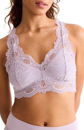 Fleur't Belle Époque Lace T-Back Bralette in Lavender Cream at Nordstrom, Size Xx-Large