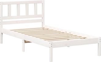 vidaXL Bed Frame with Headboard White 75 x 190 cm Solid pine wood Vidaxl