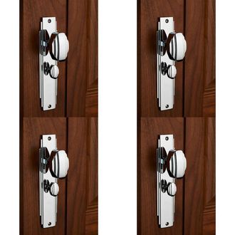Loops 4x PAIR Line Detailed Door Knob on Bathroom Backplate 205 x 45mm Polished Chrome