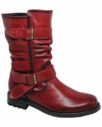 Eric Michael Womens Noelle Strappy Mid Calf Biker Boot In Red