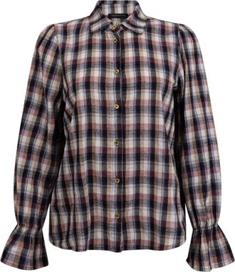 Tramontana Ruitjesblouse met rucheskraag - Dames - Blouses & Shirts - Veelkleurig - Maat: M