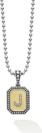 Lagos Signature Caviar Diamond Initial Pendant Necklace in Two-Tone J at Nordstrom
