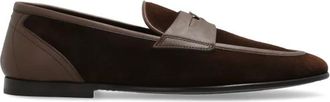 Dolce & Gabbana Split Emblem-penny Loafers - Heren - Loafers - Bruin - 42 EU - Leer - Schoenen