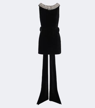 New Arrivals Daphne embellished velvet minidress