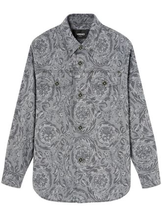 Versace Barocco gabardine shirtjack met jacquard - Grijs