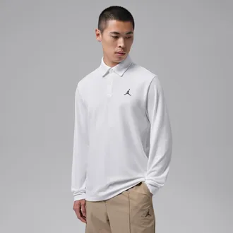 Nike Jordan Mens Jordan Sport Dri-FIT Long-Sleeve Golf Polo in White | IU1649-100