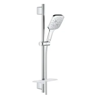 GROHE Rainshower Smartactive 130 Cube Barra De Ducha De 60 Cm + Flexo De 1,75 M + Teleducha De 3 Chorros, Cromo (26584000) - Grohe