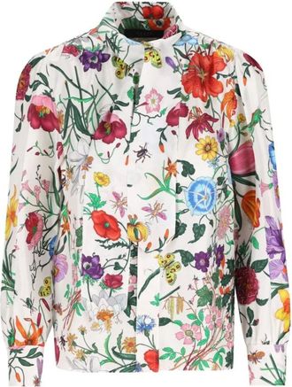 Gucci Camisa de sarga de seda estampada con lazo - Blouses & Shirts - Mujer - Multicolor - M