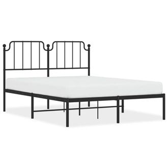Berkfield Home Metal Bed Frame with Headboard Black 140x190 cm
