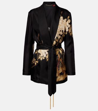 Max Mara Tunica printed silk twill wrap cardigan
