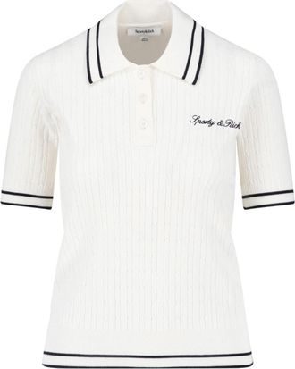 Sporty & Rich Ribbed Texture Polo Shirt with Contrasting Stripes