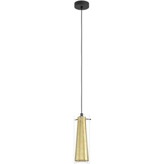 Eglo Eglo - Lampadario a Sospensione Contemporaneo Pinto Gold Acciaio Nero Vetro 1 Luce E27