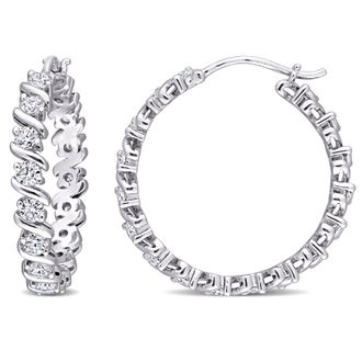 Mimi & Max 1 1/4ct DEW Created Moissanite Hoop Earrings in Sterling Silver
