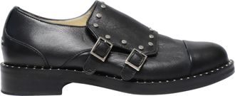 Jimmy Choo London Studded Monk Strap Shoes in Black Leather