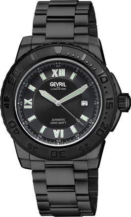 Gevril Group Mens Seacloud Swiss Automatic Movement SA100 Black Dial, Stainless Steel Bracelet Watch - One Size