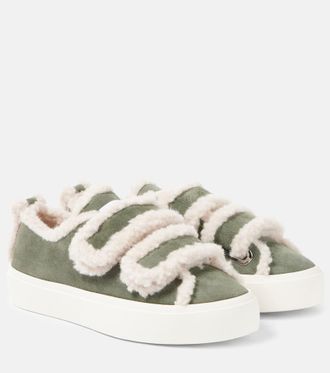 INUIKII Shearling-trimmed suede sneakers