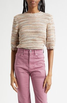 Veronica Beard Merivale Metallic Cotton Blend Sweater in Beige Multi at Nordstrom, Size X-Small