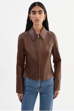 LaMarque Clarie | Reversible Leather Jacket in Mid Brown/gold at Nordstrom, Size X-Small