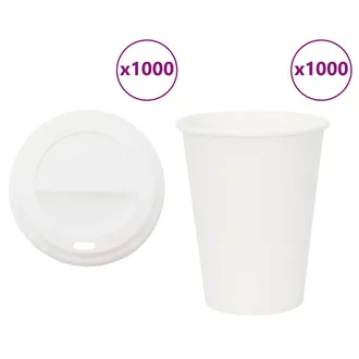 vidaXL Vidaxl Tazze Da Caff&egrave; In Carta Con Coperchi 1000 Pz 12oz 300 Ml
