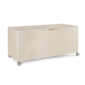 Konte Design Ba&uacute;l de jard&iacute;n de aluminio beige, con ruedas y asa