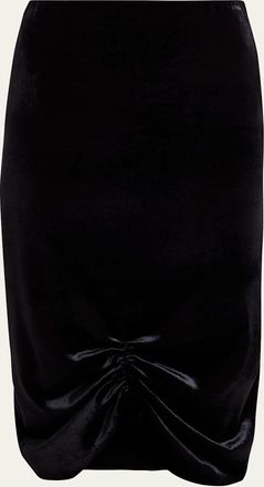 Valentino Garavani Ruched Velvety Midi Pencil Skirt