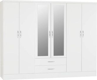 Seconique NEVADA 6 DOOR 2 DRAWER WARDROBE - WHITE GLOSS - SECONIQUE | TJ Hughes