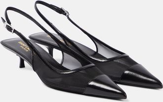 Saint Laurent Oxalis 30 leather-trimmed slingback pumps