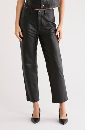 DL1961 Patti Leather Ankle Straight Leg Pants in Obsidian at Nordstrom Rack, Size 32