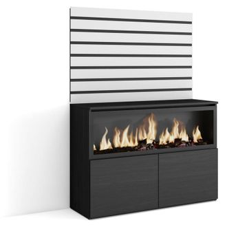 Skraut Home Skraut Home - Aparador, Con Almacenamiento, 107x145x35 Cm, Dormitorio, Habitaci&oacute;n, Chimenea El&eacute;ctrica Xxl, Estilo Moderno, Gris Cemento