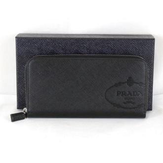 Prada Black Leather Long Wallet (Bi-Fold) (Pre-Owned)