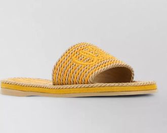 Chlo&eacute; raffia logo sandals braided detail flat