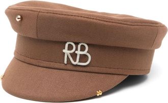 Ruslan Baginskiy rivet-detail baker boy cap - women - Acrylic/Cotton/Cotton - S - Brown