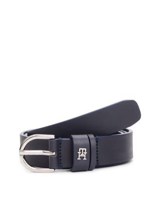 Tommy Hilfiger Lederg&uuml;rtel TOMMY HILFIGER ESSENTIAL EFFORTLESS 2.5 cm breit SILVER, Damen, Gr. 100, blau (space blau), Rindsleder, unifarben, G&uuml;rtel Lederg&uuml;rtel, Ein