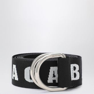 Balenciaga D Ring Belt In Black And White Canvas