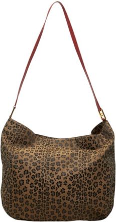 Fendi Brown Red Color Canvas Leather Shoulder Bag Tote Bag (Pre-Owned)