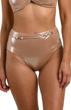 La Blanca Sand Belted High Waist Bikini Bottoms at Nordstrom, Size 10