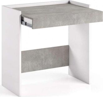 Terraneo Scrivania Home Office a Terra bianco piano cemento
