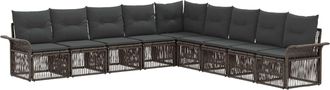 vidaXL Conjunto De Sof&aacute;s De Jard&iacute;n 9 Uds. Gris Rat&aacute;n Sint&eacute;tico Vidaxl