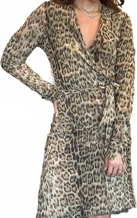 Petit Pois by Viviana G Reversible Wrap Dress In Leopard
