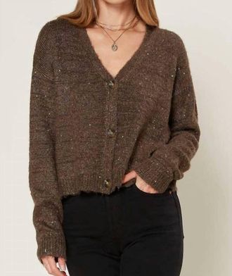 Current Air Decker Sparkle Cardigan In Chocolate