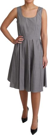 Dolce & Gabbana Womens Blue Beige Geometric Cotton A-Line Dress