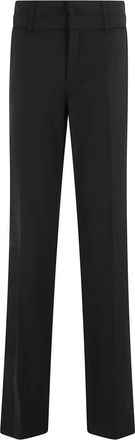 Federica Tosi Dubbel Geriemde Verse Wollen Broek - Dames - Straight fit broeken - Zwart - L - Wol - Broeken